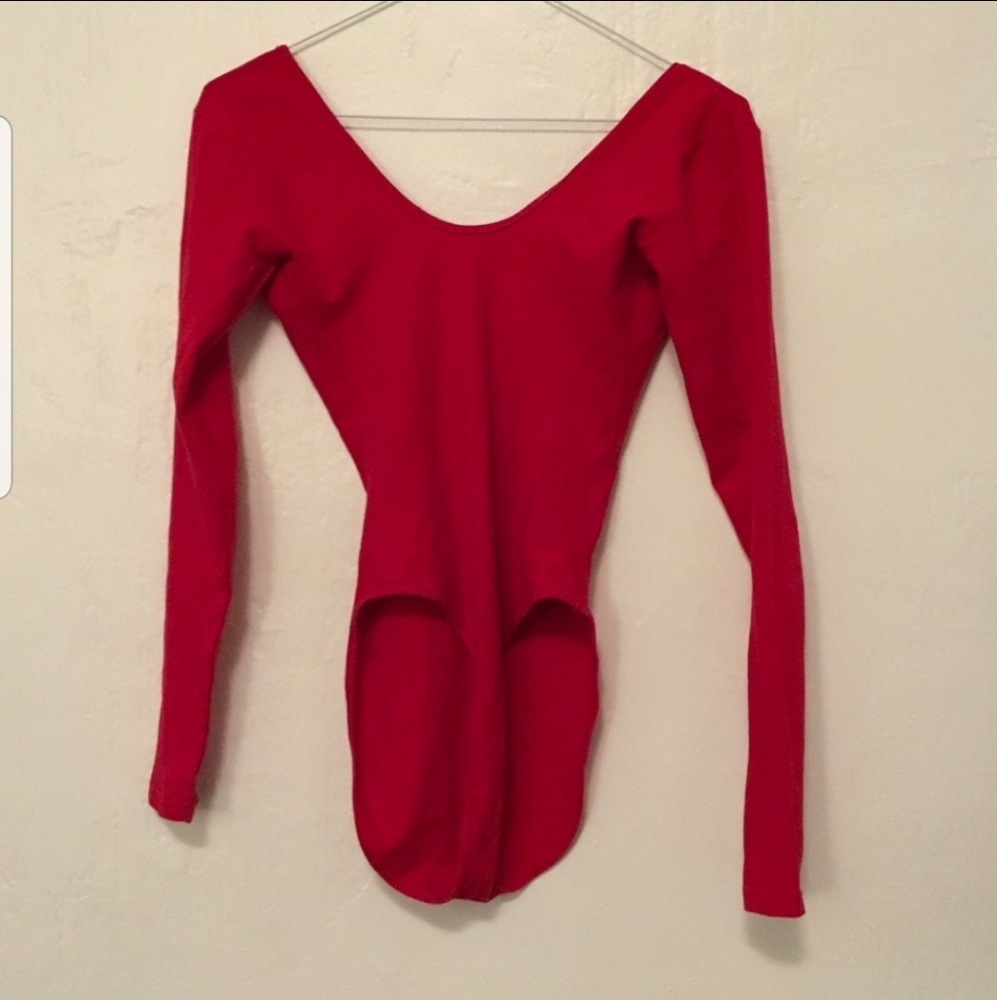 AMERICAN APPAREL- Long sleeve bodysuit/ S / red